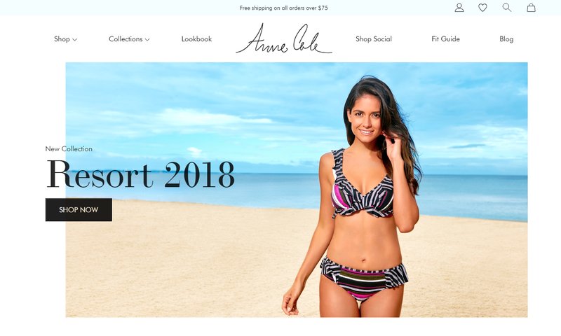 Anne Cole landing screenshot